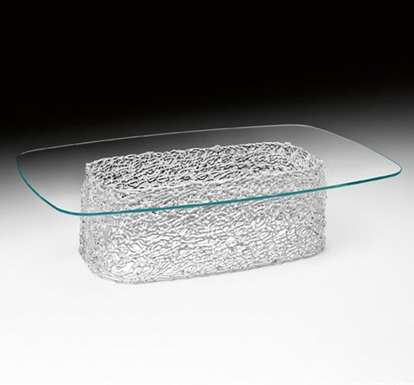 Rectangular Coffee Table with Interwoven Glass Base