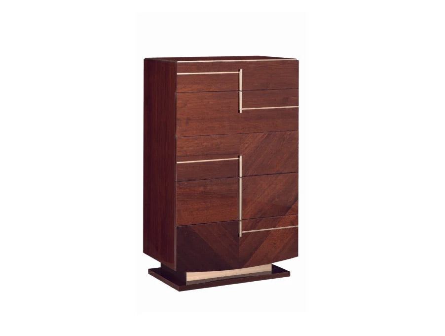 Gold Accented Coffee Walnut Chest