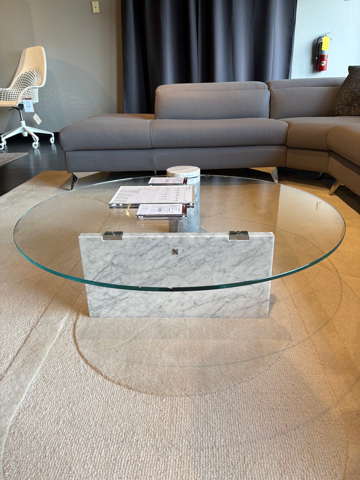 Glass Top Marble Coffee Table
