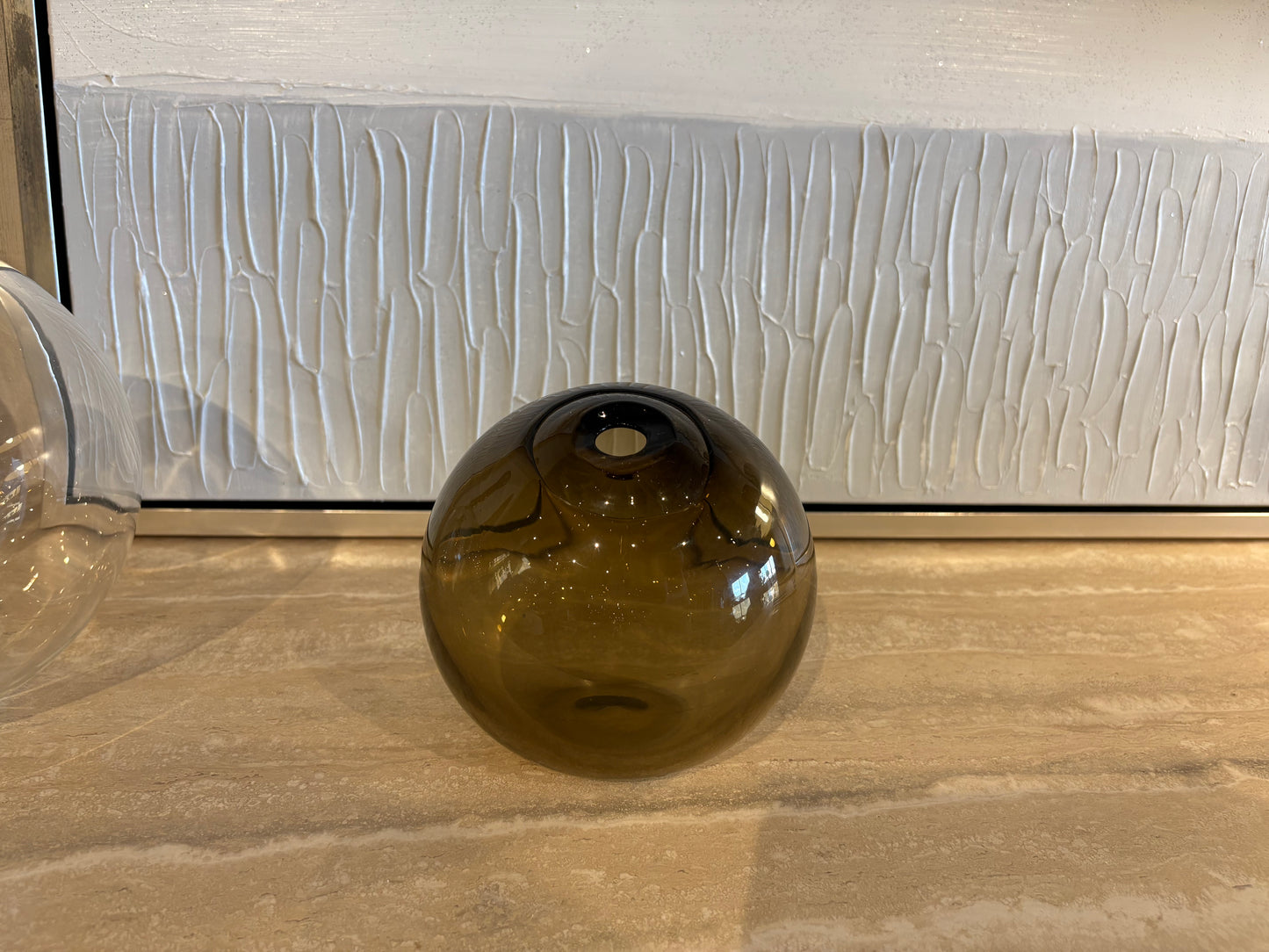 Dark Hazel Glass Sphere Vase