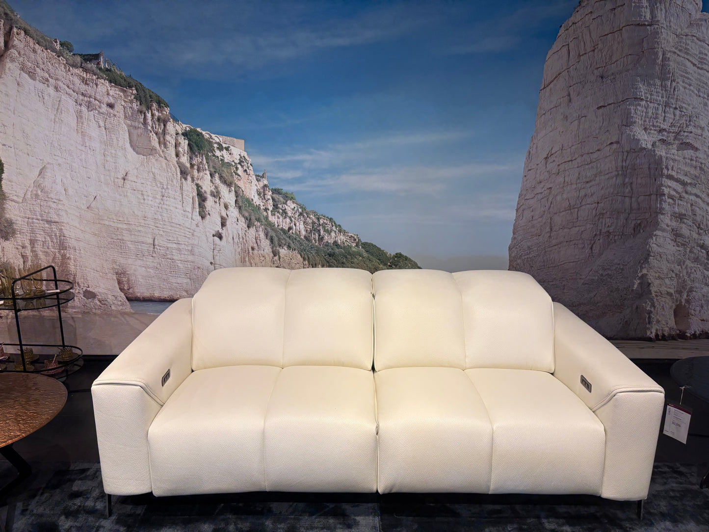 White Leather RX Power Sofa