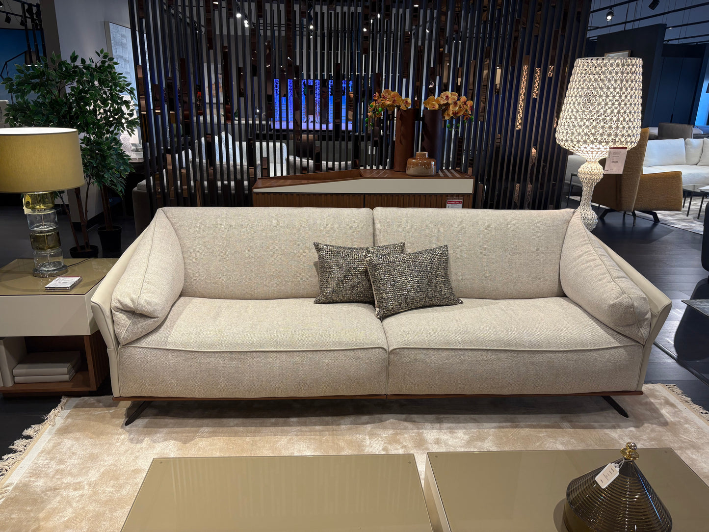 Beige Plush Fabric Sofa