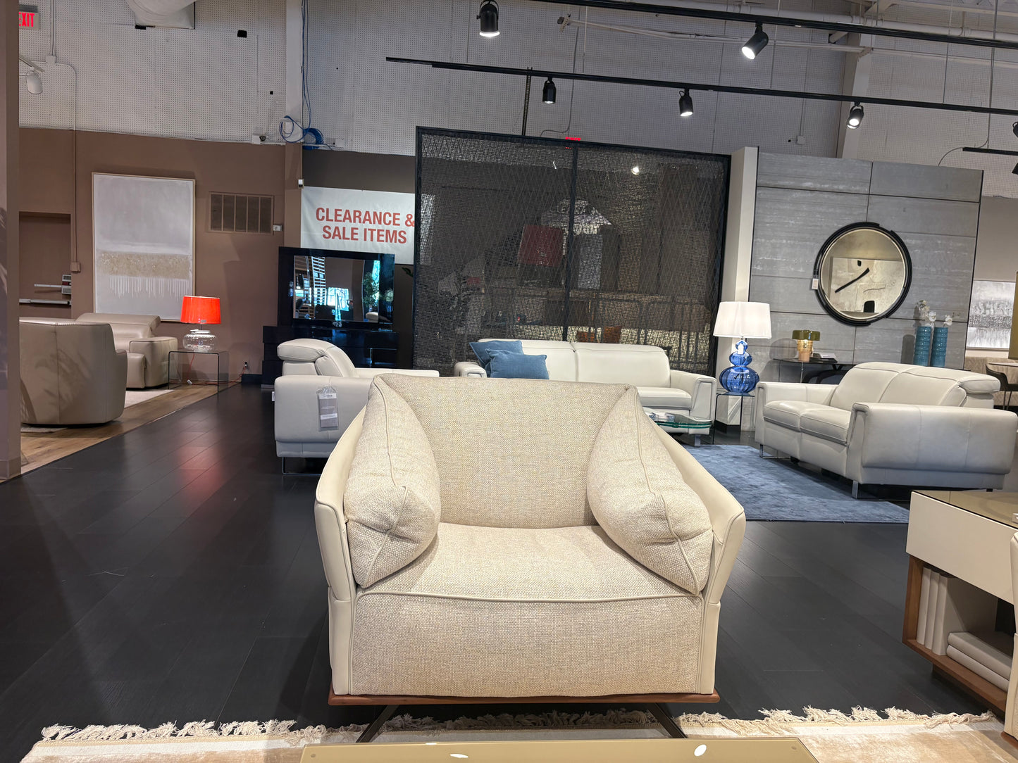 Beige Plush Fabric Armchair