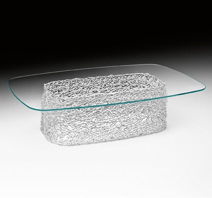 Rectangular Coffee Table with Interwoven Glass Base