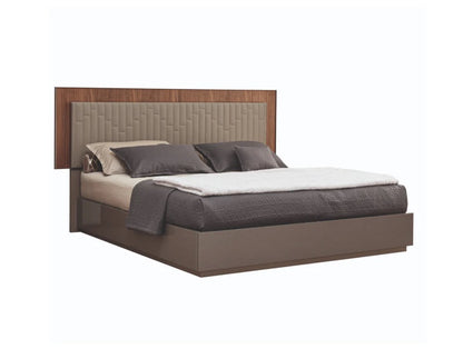 Beige and Walnut Back Lit King Bed