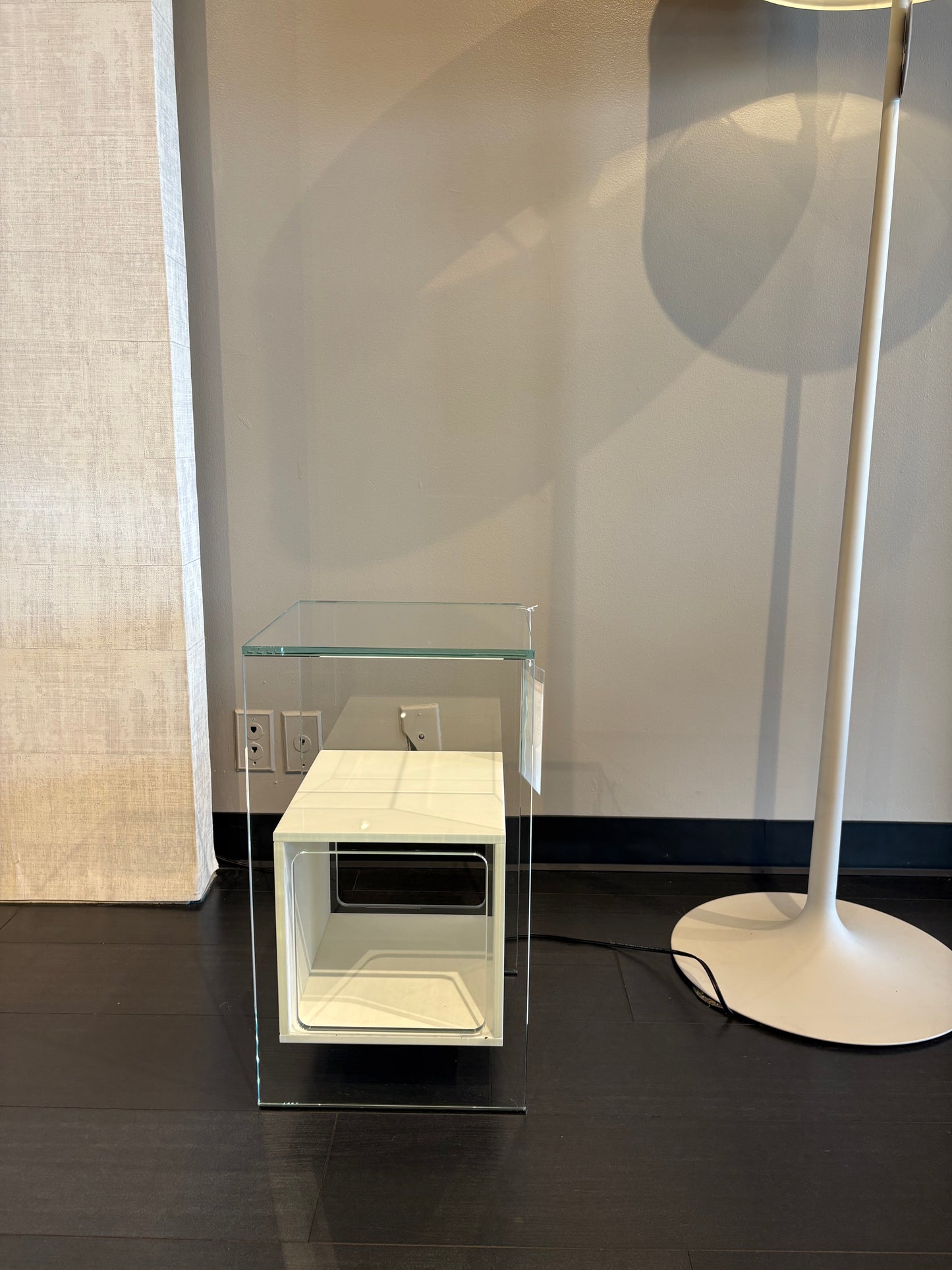 Glass Cube Side Table w/ White Interior