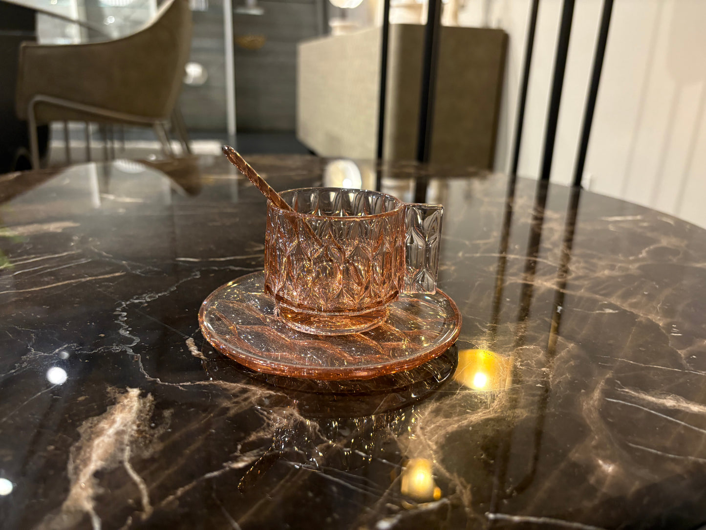 Plastic Pink Espresso Cup w/ Plate