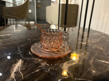 Plastic Pink Espresso Cup w/ Plate