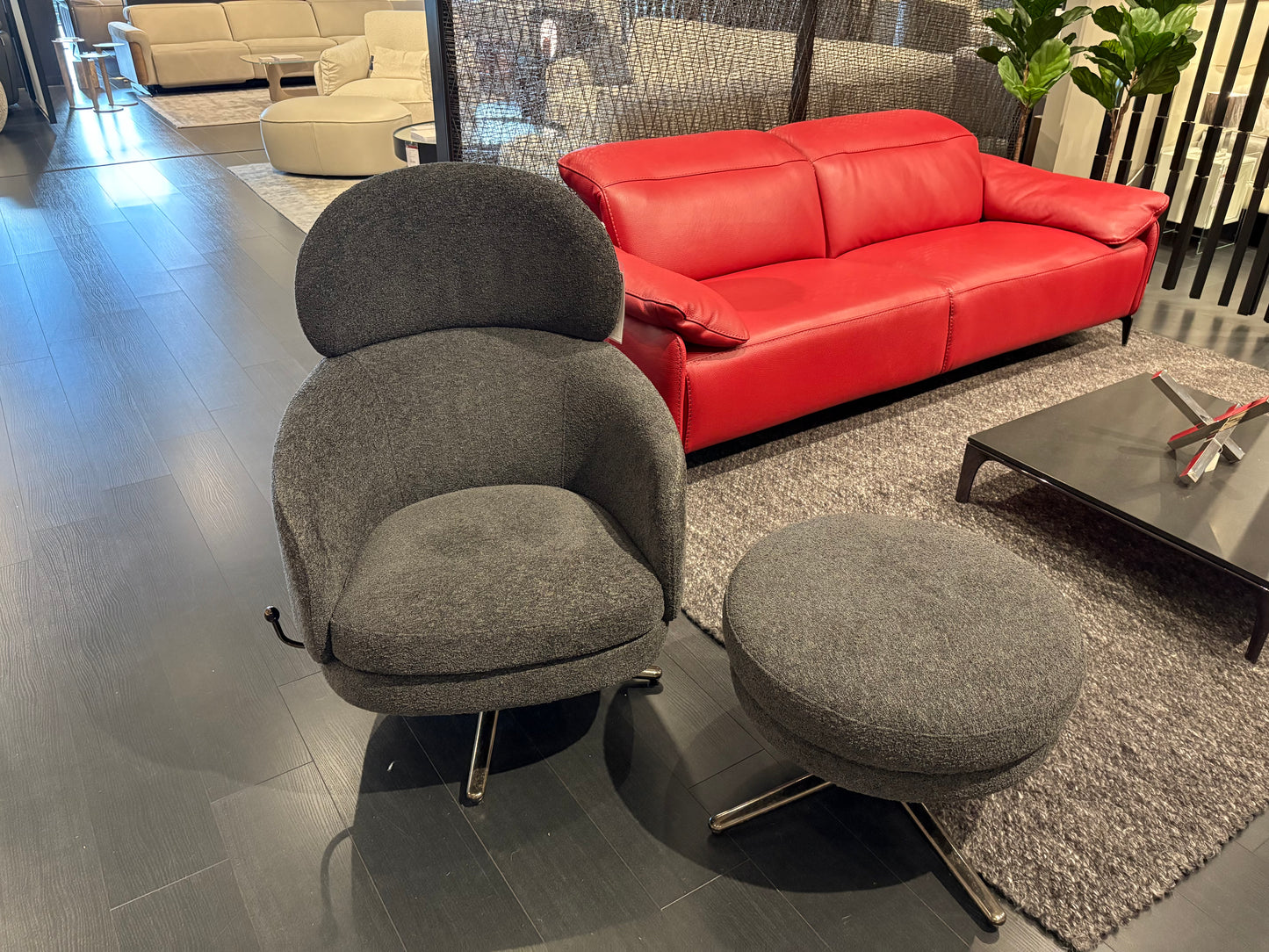 Gray Armchair 24" Ottoman