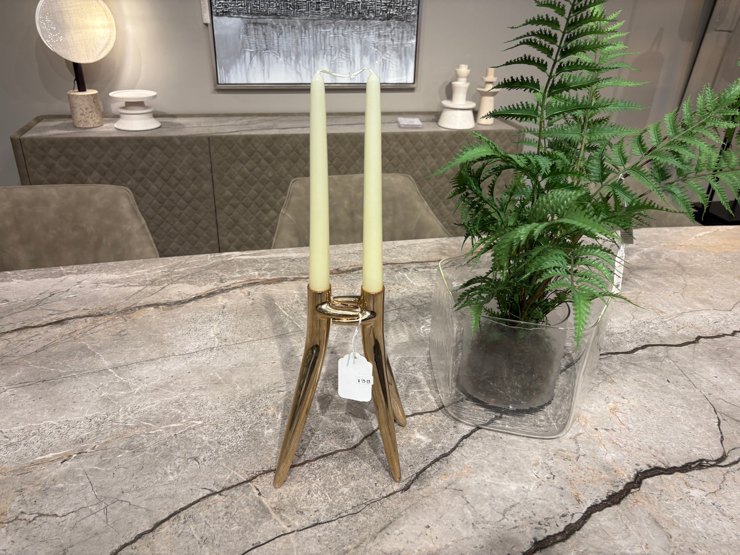 Gold Sculpted Candle Holder