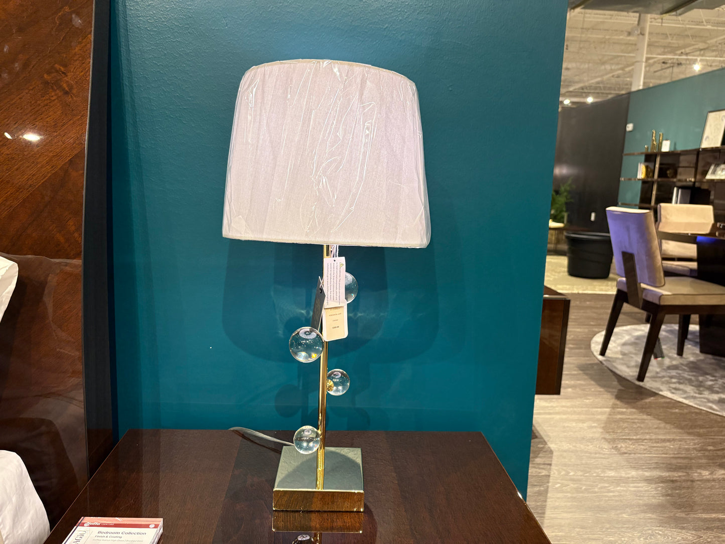 Golden Buffet Table Lamp w/ Glass Bubbles