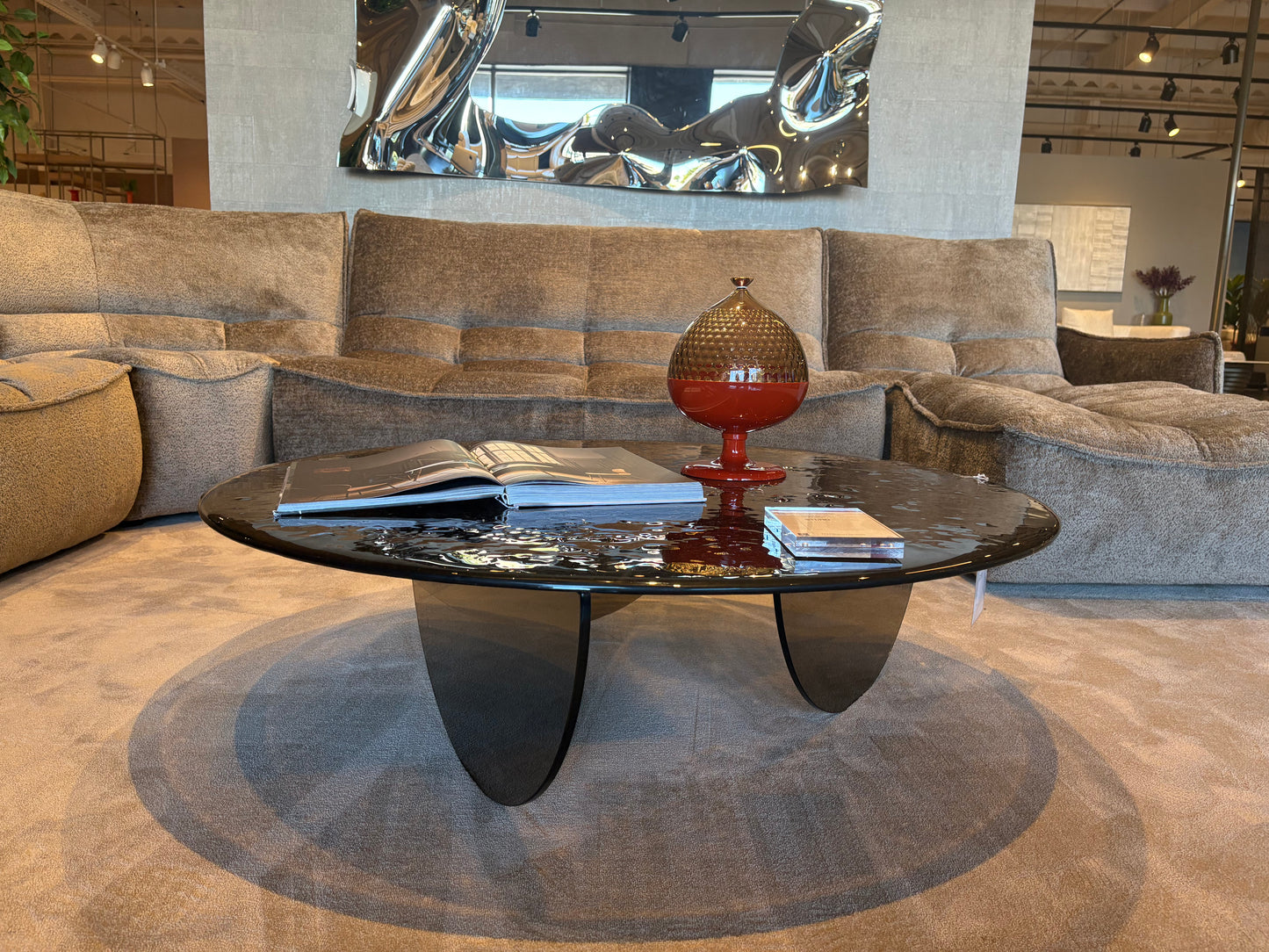 Low Bronze Glass Coffee Table