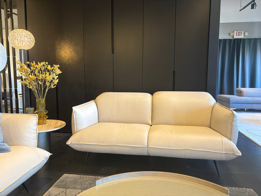 Leather Creme Love Seat