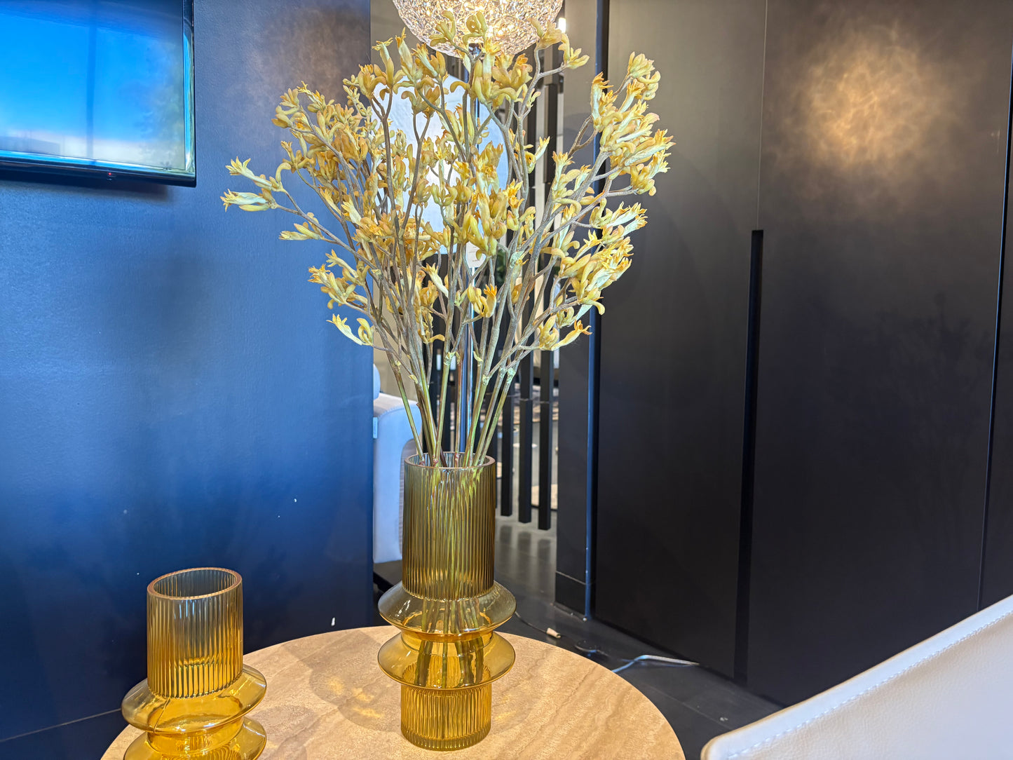 Large Yellow Glass Flower Vase